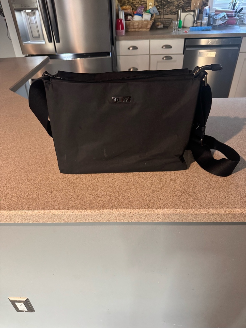 Tumi Black Nylon Messenger Crossbody Bag